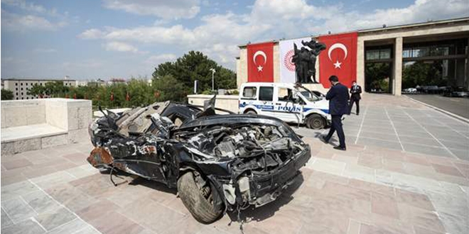 15 Temmuz'da darbecilerin zarar verdiği araçlar Meclis'te