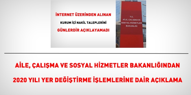 Aile Bakanlığından 2020 yılı iller arası nakillerine dair açıklama