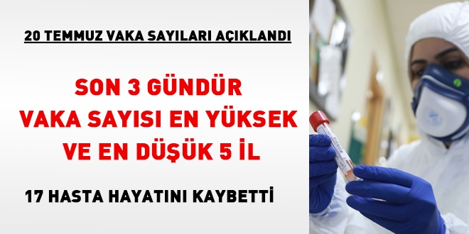 Son üç günde vaka sayısı en yüksek ve en düşük 5 il