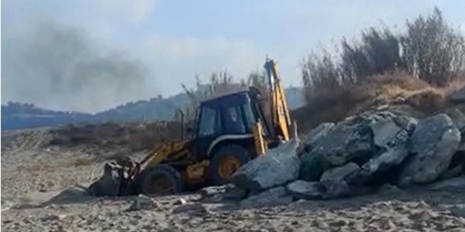 Caretta caretta yuvalama alanına giren iş makinesi yumurtaları telef etti