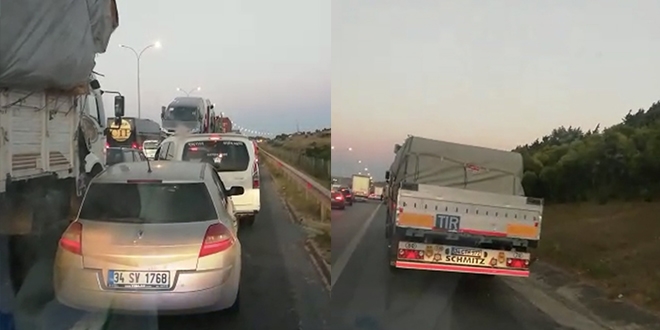 Ambulansın emniyet şeridini işgal eden sürücülerle imtihanı