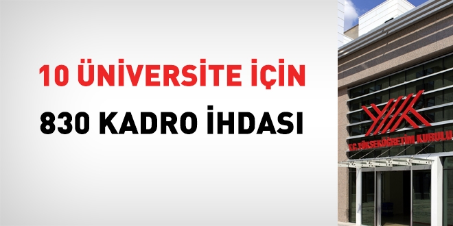 10 niversite iin toplamda 830 kadro ihdas edildi