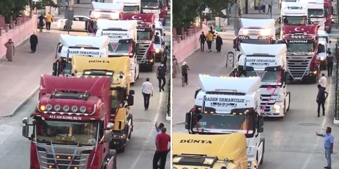 Düğün konvoyunda TIR'larla yolu kapattılar; ceza yediler
