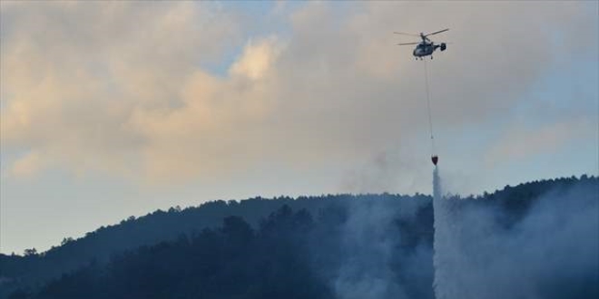 Çanakkale'deki orman yangınına havadan müdahale yeniden başladı