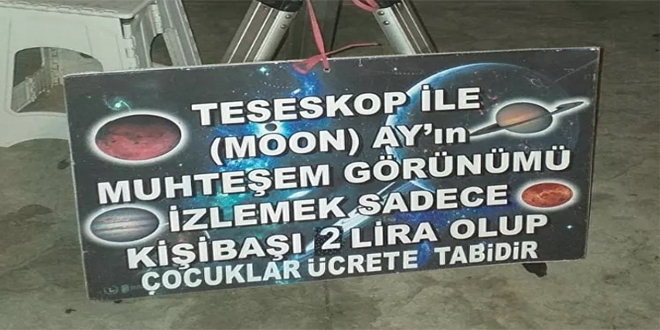 Seyyar teleskopla Ay'ı izlemek 2 TL: Hangi gezegeni isterlerse ayarlayıp gösteririm!