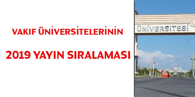 Vakf niversitelerinin 2019 yl yayn sralamas