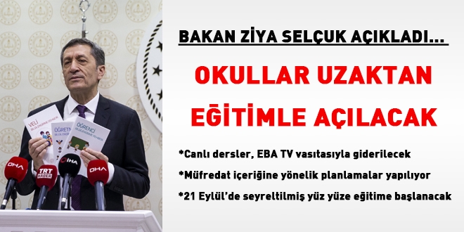 Bakan Ziya Seluk aklad... Okullar uzaktan eitimle alacak