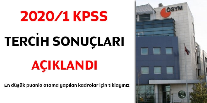 2020/1 KPSS tercih sonuçları açıklandı