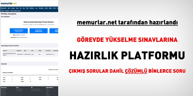 memurlar.net'in hazırladığı görevde yükselme sınavlarına hazırlık platformu yayına başladı