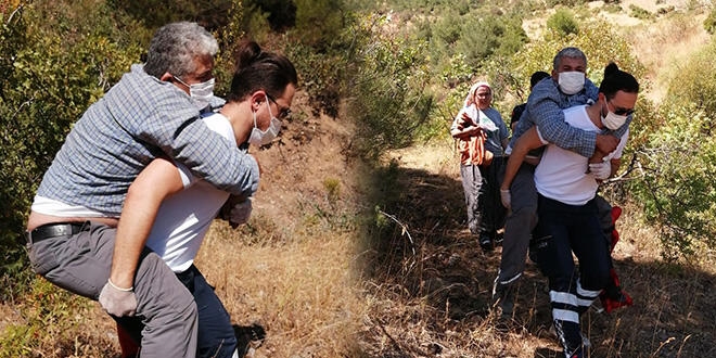 Ambulans şoförü, hastayı 1 kilometre sırtında taşıdı