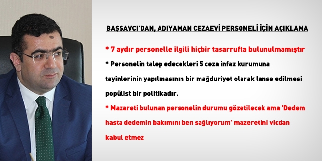 Başsavcı Çevik: Adıyaman cezaevi personeli mağdur edilmiyor
