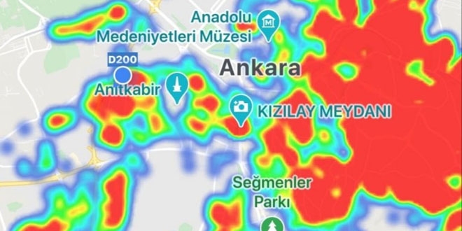 Ankara'da virs alarm, harita kpkrmz