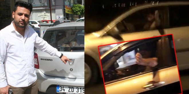 Balayından dönen avukat ile eşine, trafikte dehşeti yaşattılar