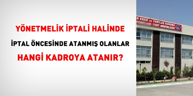Yönetmelik iptali halinde atanmış olanlar hangi kadroya atanır?