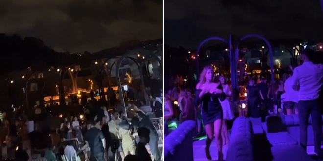 Maskesiz ve sosyal mesafesiz elence kamerada