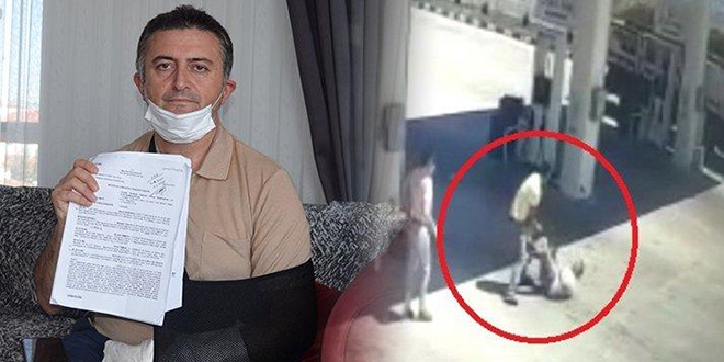 Akaryakıt istasyonunu denetleyen gelir uzmanına saldırı