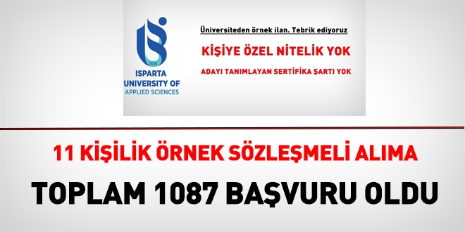 11 kişilik örnek sözleşmeli alıma toplam 1087 başvuru oldu