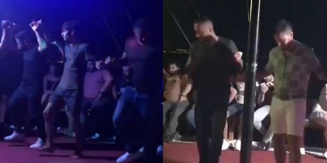 Maske ve sosyal mesafesiz tekne turunda dikkat eken grntler