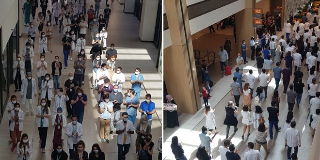 Ek ödemelerini alamayan sağlık çalışanlarından protesto