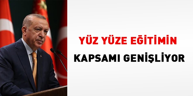 Erdoğan: 2, 3, 4, 8 ve 12. sınıflar yüz yüze eğitim başlayacak