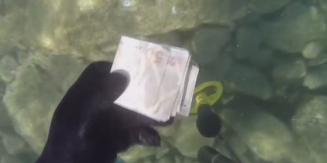 Denizde bulduu para dolu antay sahibine gnderdi