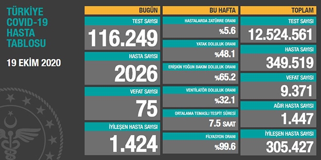 Koronavirüs tablosu güncellendi. Sayı 2 bini geçti