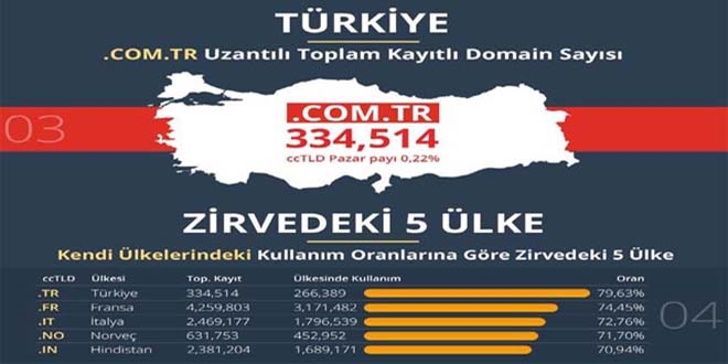 Türkiye, ülke uzantılı alan adı kullanımında dünya lideri