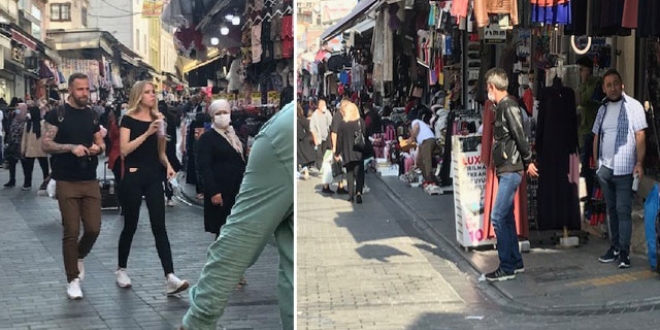 Mahmutpaşa'da esnafı, turisti, yerlisi, genci, yaşlısı maskesiz geziyor