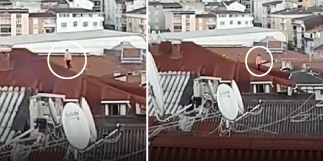 Çatıya çıkan çocuk yürekleri ağza getirdi