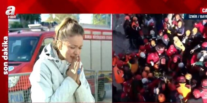 Sunucu, Ayda bebeğin kurtarıldığı anlarda gözyaşlarına boğuldu