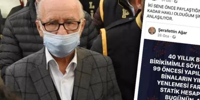 Tutuklu m�teahhitten �a��rtan payla��m: 'Mezarda oturuyoruz'