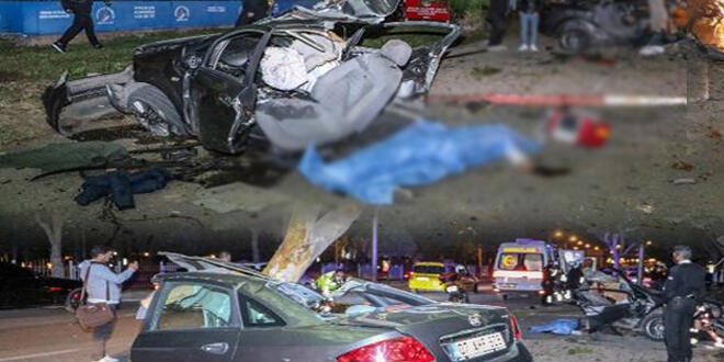 Makas atan otomobil ağaca çarparak ortadan ikiye ayrıldı: 1 ölü, 1 yaralı