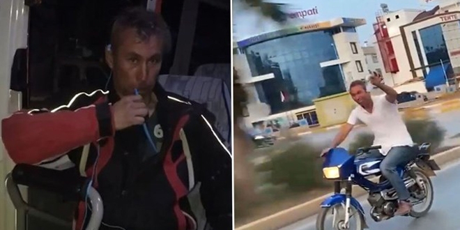 Cezalar caydırmadı, şimdi de pipetle içerken görüntülendi