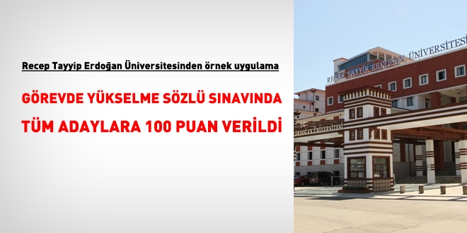 Recep Tayyip Erdoan niversitesinden rnek uygulama: GYS'de herkese 100 verildi