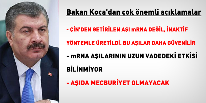 Bakan Koca: Aşıda mecburiyet olmayacak, ikna edeceğiz