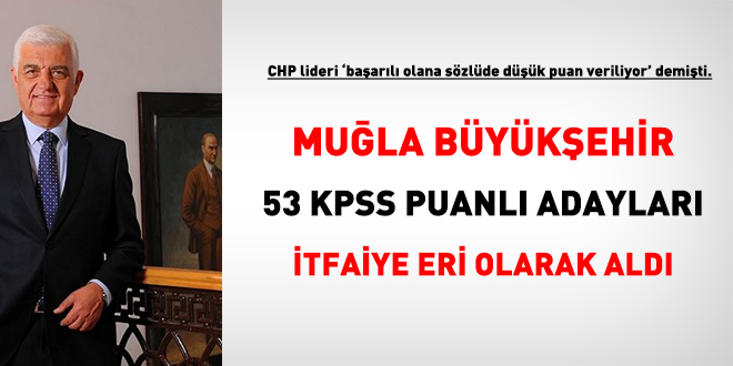 Mula Bykehir, 53 KPSS puanl adaylar itfaiye eri olarak ald