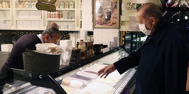 Cumhurbakan Erdoan bir pastaneden alveri yapt