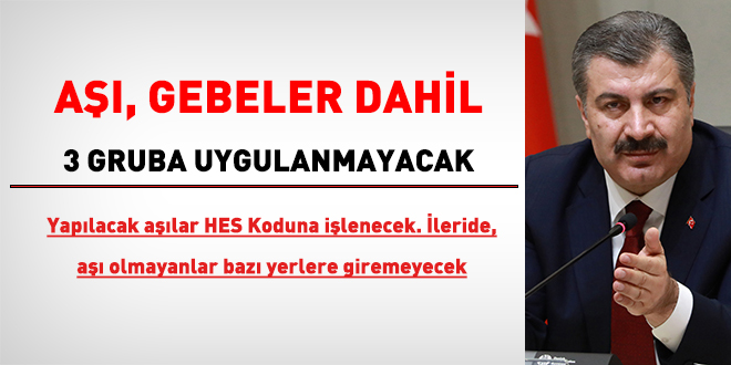 Bakan Koca: A, 'gebeler' dahil 3 gruba uygulanmayacak