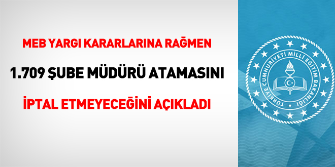 MEB'den 1709 şube müdürü ataması için açıklama