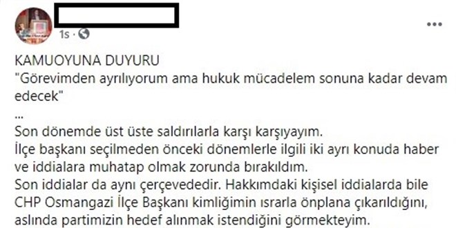 Tacizle suçlanan CHP İlçe Başkanı istifa etti