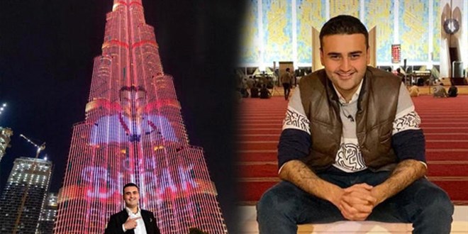 Dünyanın en yüksek gökdelenine CZN Burak'ın fotoğrafı yansıtıldı