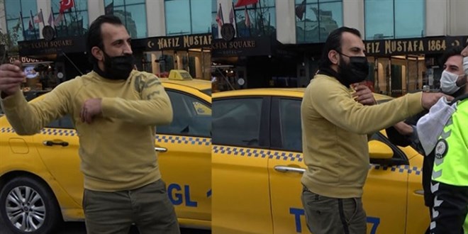 Taksim'de turist kendisini uyaran polise saldırdı