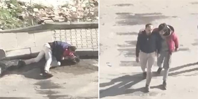 Bir garip kavga: �nce kavga ettiler, sonra sar�l�p uzakla�t�lar