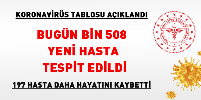 Vaka saylar akland: Bin 508 yeni hasta tespit edildi