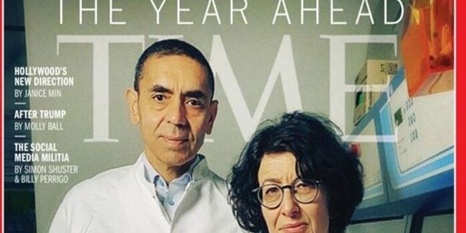 Prof. Şahin ve Prof. Türeci Time dergisinin kapağında