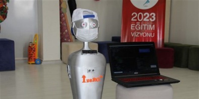 Adyaman'da maske kontrol ve sosyal mesafe lm yapan robot tasarland