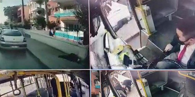 Fenala�arak yol kenar�na d��en ya�l� adam�n yard�m�na halk otob�s� �of�r� ko�tu