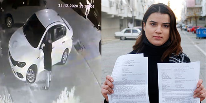 Tacize uğradığını iddia ettiği adamın otomobilini çizdi