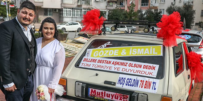 78 bin TL ceza yedi; gelin arabasına 'aşkımızı duyurduk' yazdı