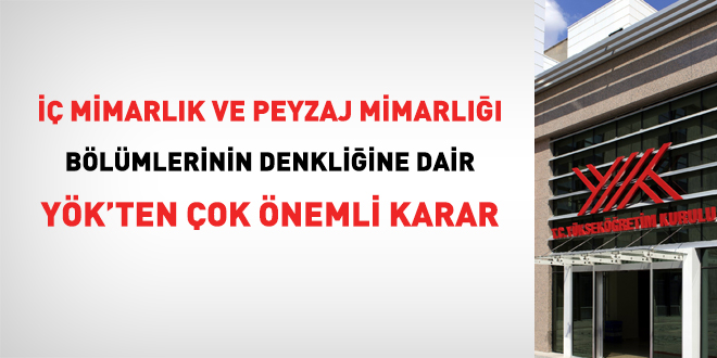 YÖK'ten İç Mimarlık ve Peyzaj Mimarlığı için önemli karar